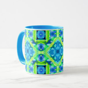 Mug Cobalt Blue et Lime Green Tie Dye Motif