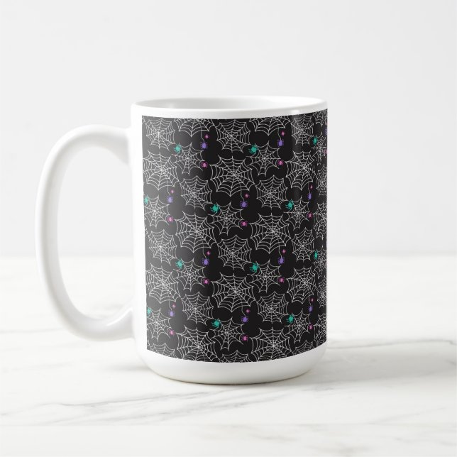MUG COBWEBS BLANCS AVEC ESPIDERS VERTS ROSE (Gauche)