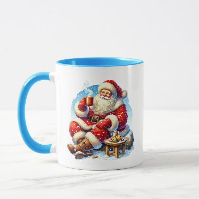 Mug Coca de Noël festif Père Noël ajouter monogramme (Gauche)