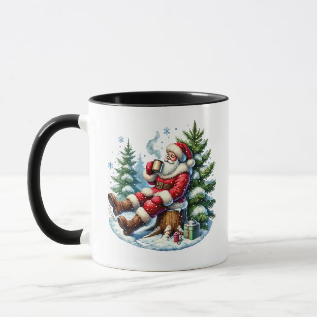 Mug Coca de Noël festif Père Noël ajouter monogramme (Gauche)