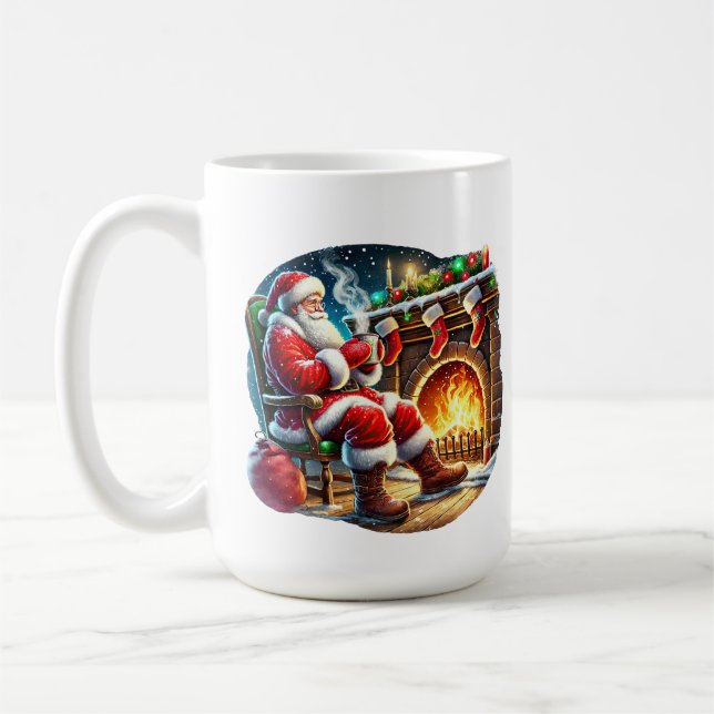 Mug Coca de Noël festif Père Noël ajouter monogramme (Gauche)