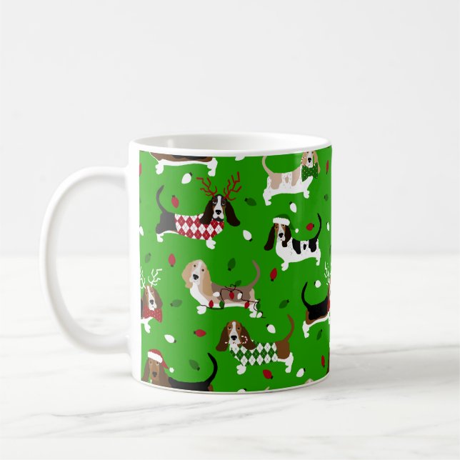 Mug Coccinelle à café Basset de Noël (Gauche)