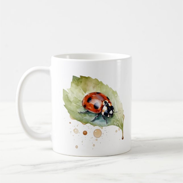 Mug Coccinelle chanceuse sur une feuille (Gauche)