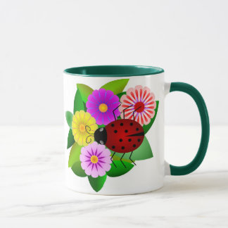 Mug Coccinelle et fleurs