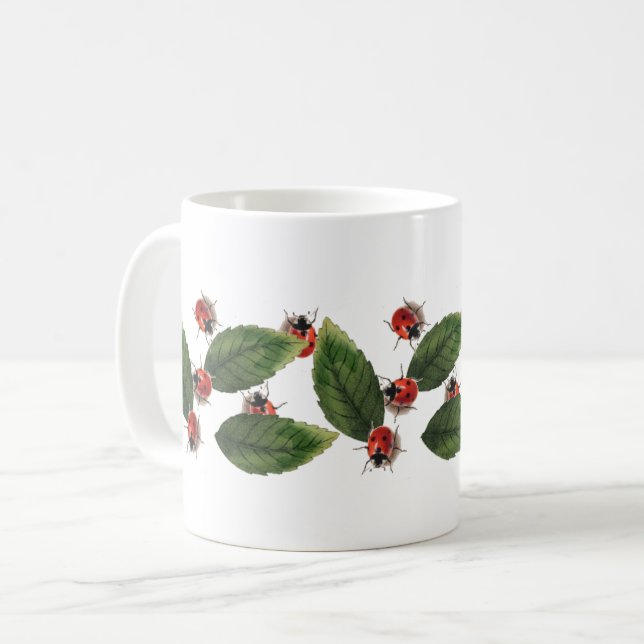 Mug Coccinelle Feuille Nature Insecte Coléoptère Vinta (Devant gauche)