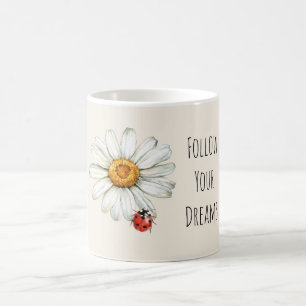 Mug Coccinelle rouge et noire de la fleur de marguerit