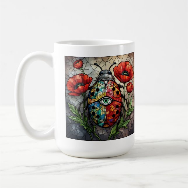 Mug Coccinelle vitrail fleur de pavot vibrant insecte  (Gauche)