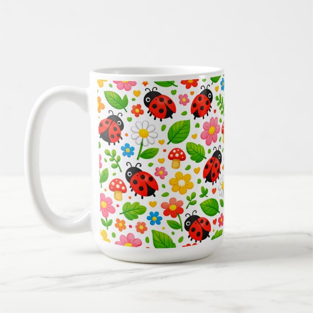 Mug Coccinelles et fleurs mignonnes pour les amateurs  (Gauche)