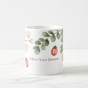 Mug Coccinelles Fleurs Blanches