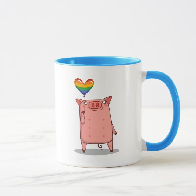 Mug Cochon Avec Ballot Arc-En-Ciel (Droite)