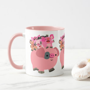 Mug Cochon de caricature mignonne portant des porcelet