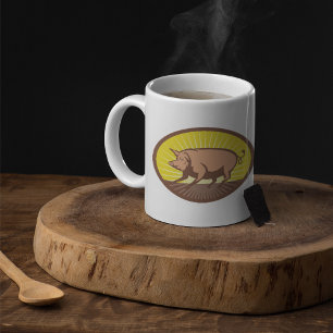 Mug Cochon de ferme rétro avec Sunburst