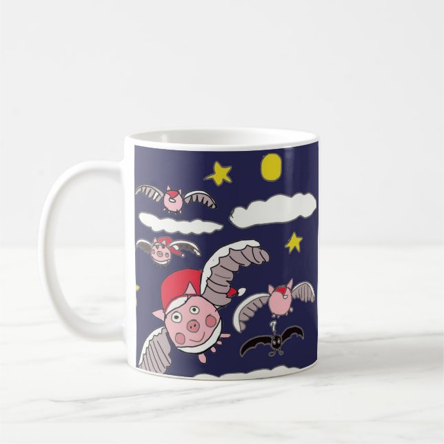 Mug Cochon de Noël volant  (Gauche)