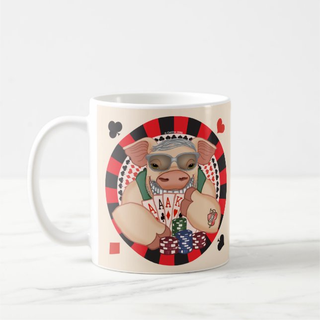 Mug Cochon de poker souriant (Gauche)