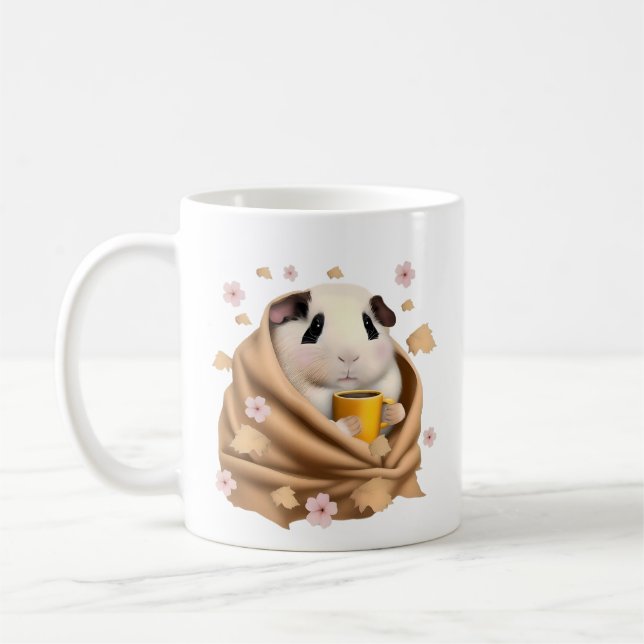 Mug Cochon d'Inde Dans Une Couverture, Automne, Cochon (Gauche)
