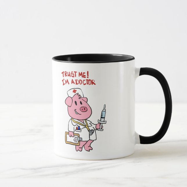 Mug Cochon docteur avec seringue à la main | choisir l (Droite)