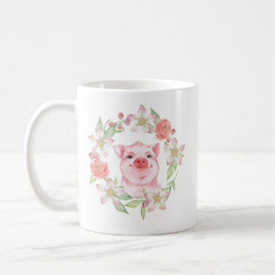 Mug Cochon et fleurs