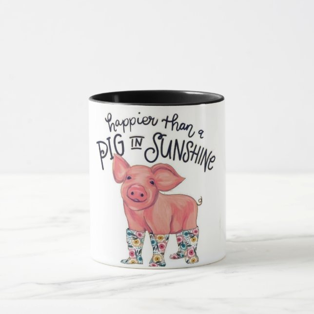 Mug Cochon Mélange/Plus Heureux Qu'Un Cochon Au Soleil (Centre)