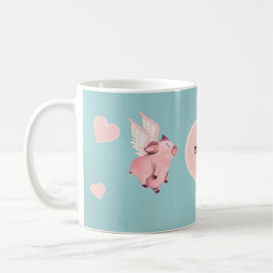 Mug Cochon volant mignon avec ailes quand les cochons