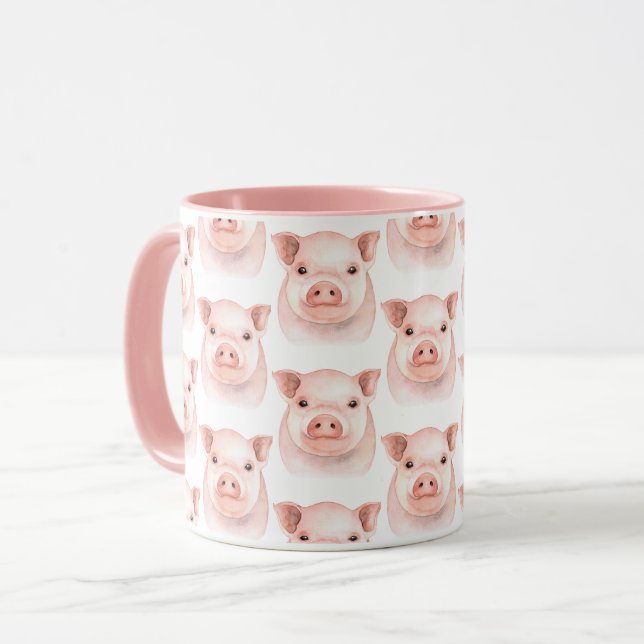 Mug Cochonnet Mignon Rose Porc Ferme de Campagne (Devant gauche)