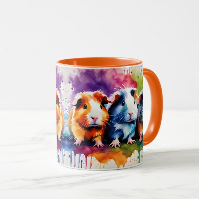 Mug Cochons d'Inde mignons avec des éclaboussures de c (Devant droit)