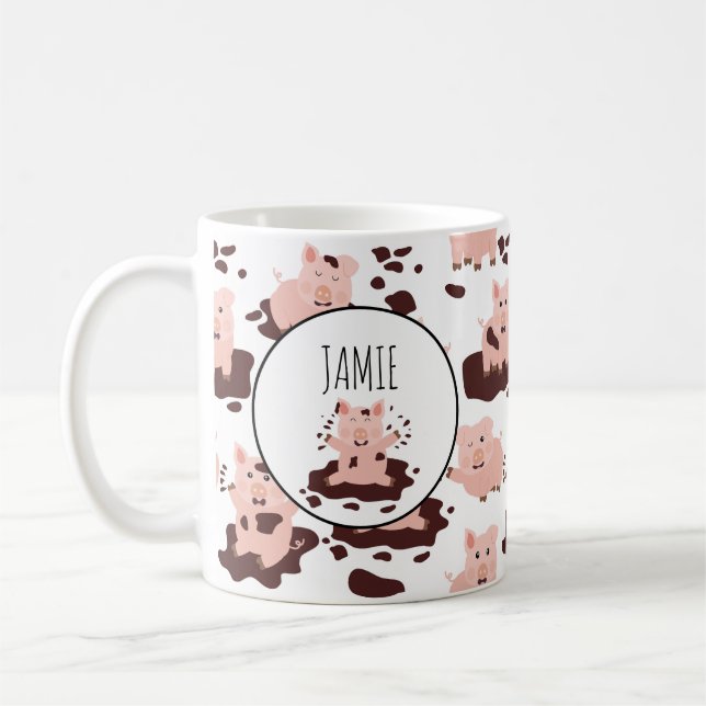 Mug Cochons Jouant dans la Ferme d'Animaux de Ferme En (Gauche)
