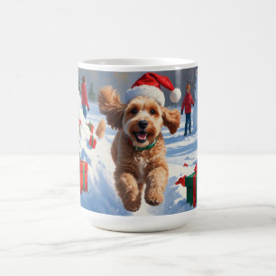 Mug Cockapo coule en neige avec Casquette de Noël