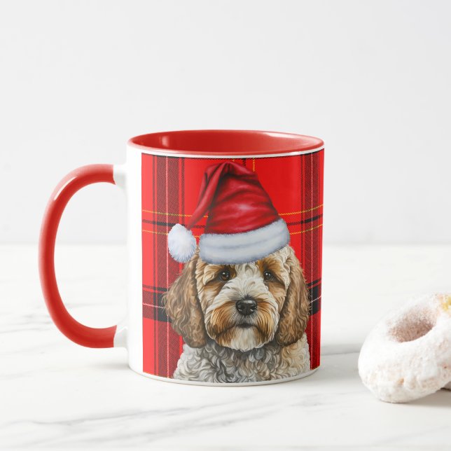 Mug Cockapoo Noël Père Noël Chien de Noël (Avec donut)