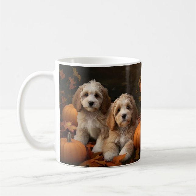 Mug Cockapoo Puppy Citrouille d'automne (Gauche)