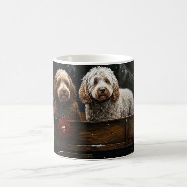 Mug Cockapoo traîneau enneigé décoration de Noël    (Centre)