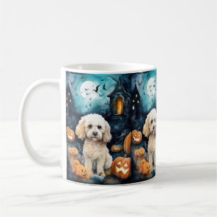 Mug Cockapou d'Halloween avec la peur Citrouille