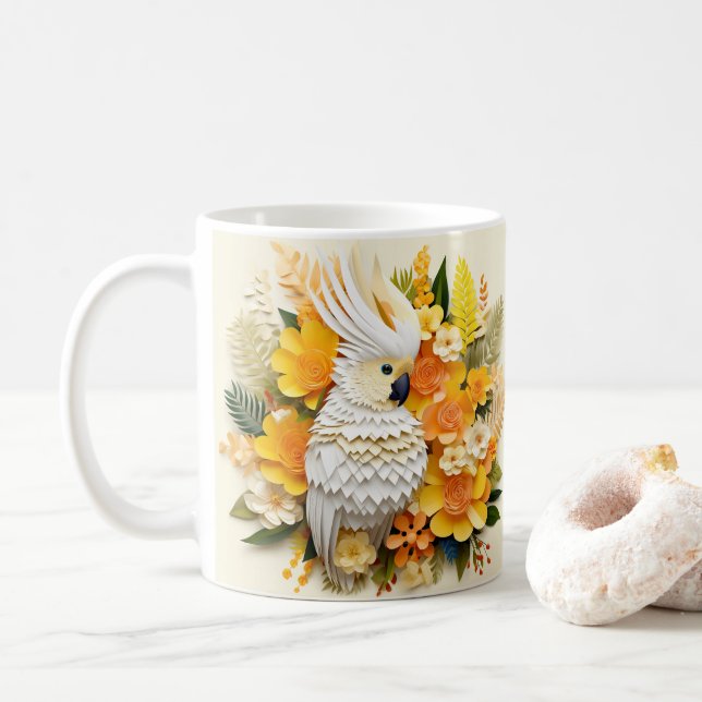 Mug Cockatoo blanc imprimé 3D (Avec donut)