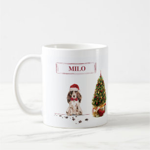 Mug Cocker Brown Spaniel drôle Chien de Noël avec arbr
