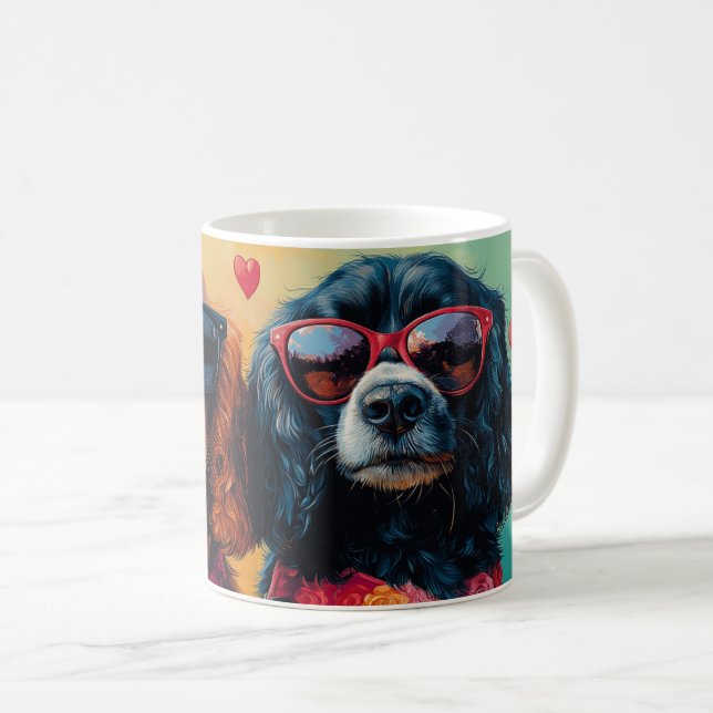 Mug Cocker Spaniel avec coeur Roses Saint-Valentin (Devant droit)