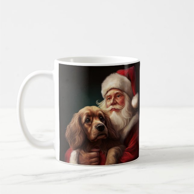 Mug Cocker Spaniel avec le Père Noël Festif Noël (Gauche)