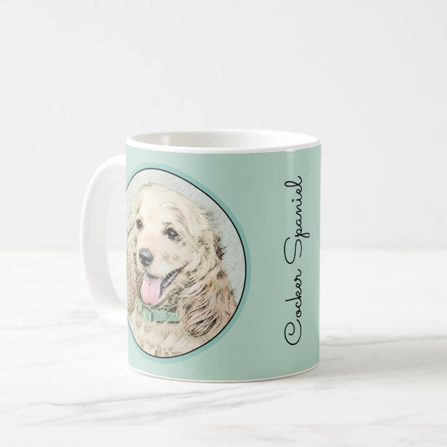 Mug Cocker Spaniel Buff Peinture - Art Chien original (Devant gauche)