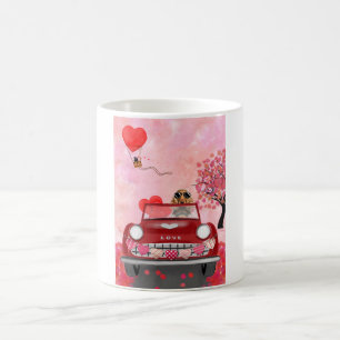 Mug Cocker Spaniel voiture avec les coeurs Valentine's