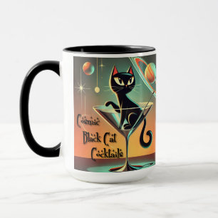 Mug Cocktails de chat noir cosmique futuriste atomique