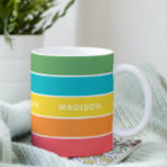Mug Cocktails tropicaux Bloc de couleur Nom personnali<br><div class="desc">Ce design coloré et moderne présente un motif en bloc de couleur en rouge,  orange,  jaune,  bleu turquoise et vert avec votre nom personnalisé #mugs #coffeemugs #coffee #personalizedcadeaux</div>