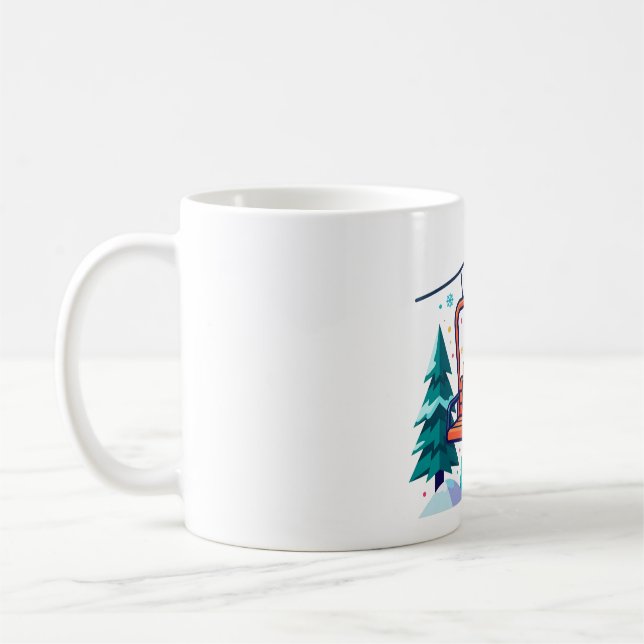 Mug Cocoa Chaud Télésiège Art d'Hiver (Gauche)