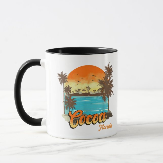 Mug Cocoa Floride Plage Vacances d'été Palmier Coucher (Gauche)