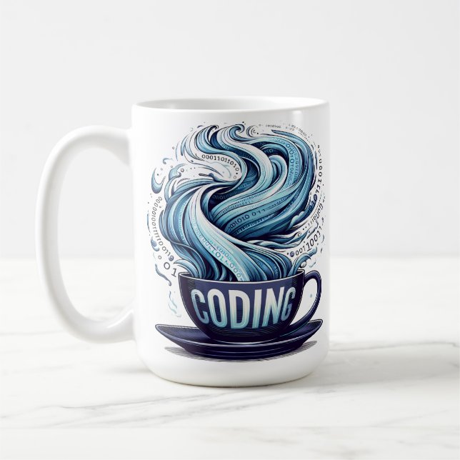Mug Codage bleu ton Café Numéros binaires Programmateu (Gauche)