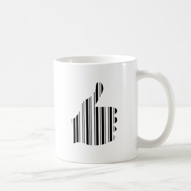 Mug Code barre POUCES EN HAUT Motif de geste du pouce  (Droite)