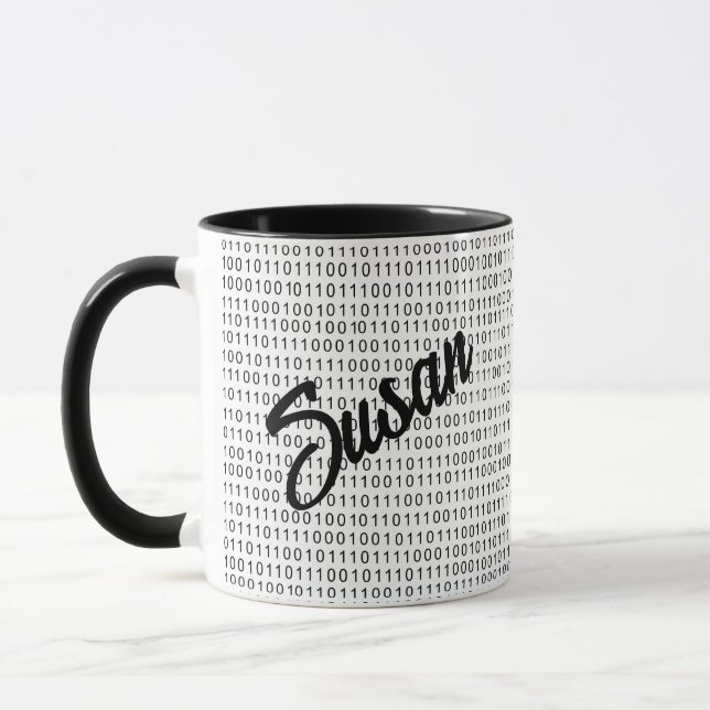 Mug Code binaire bandes blanches noires (Gauche)