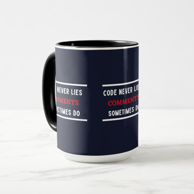 Mug code ne ment jamais commentaires parfois (Devant gauche)