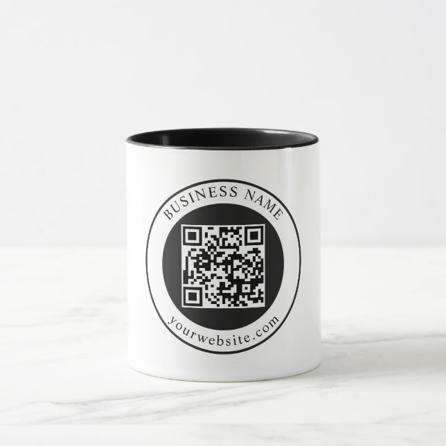 Mug Code QR avec nom d'entreprise modifiable (Centre)