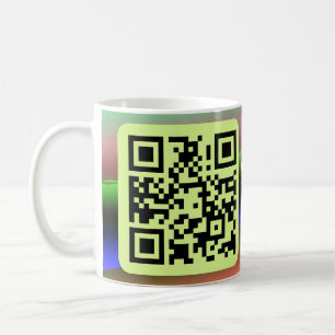 Mug Code QR bleu jaune ajouter nom profession titre im