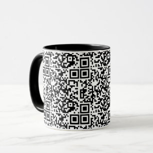 Mug Code QR personnalisable Geek Abstrait noir et blan