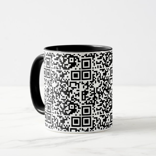 Mug Code QR personnalisable Geek Abstrait noir et blan (Devant gauche)