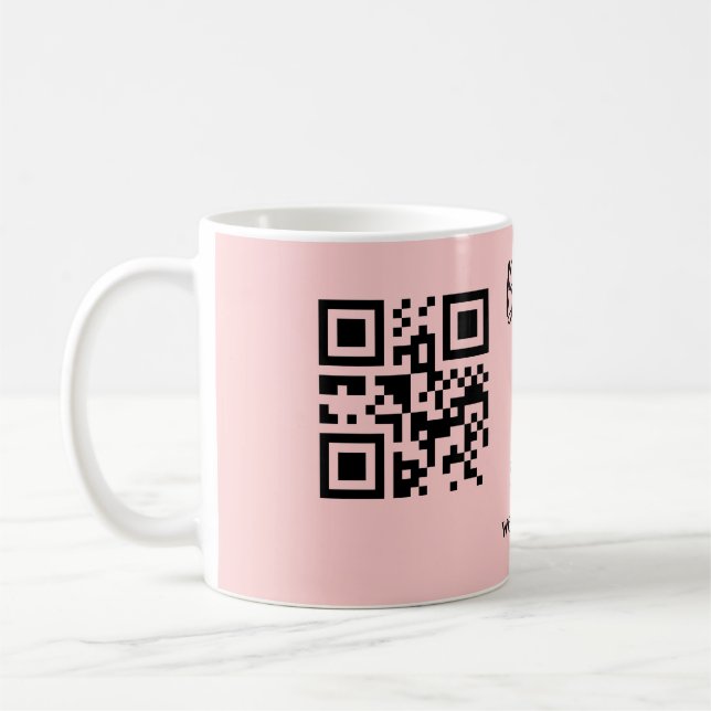Mug Code QR simple pour baby shower avec nom et texte (Gauche)